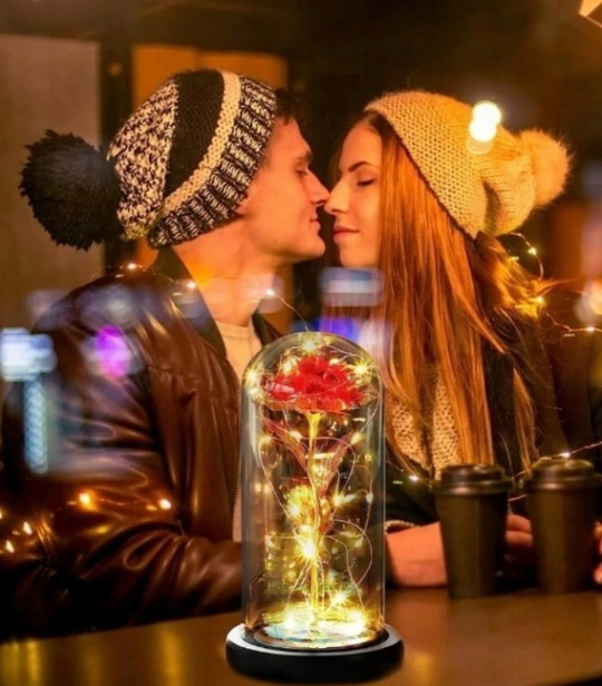 Trandafir Etern în Cupolă cu Iluminare - Eternal Love™
