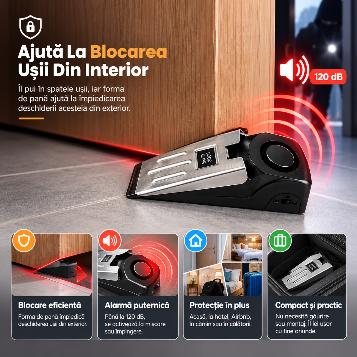StopDoor™ – Te Avertizează Atunci Când Ușa Este Mișcată Sau Împinsă