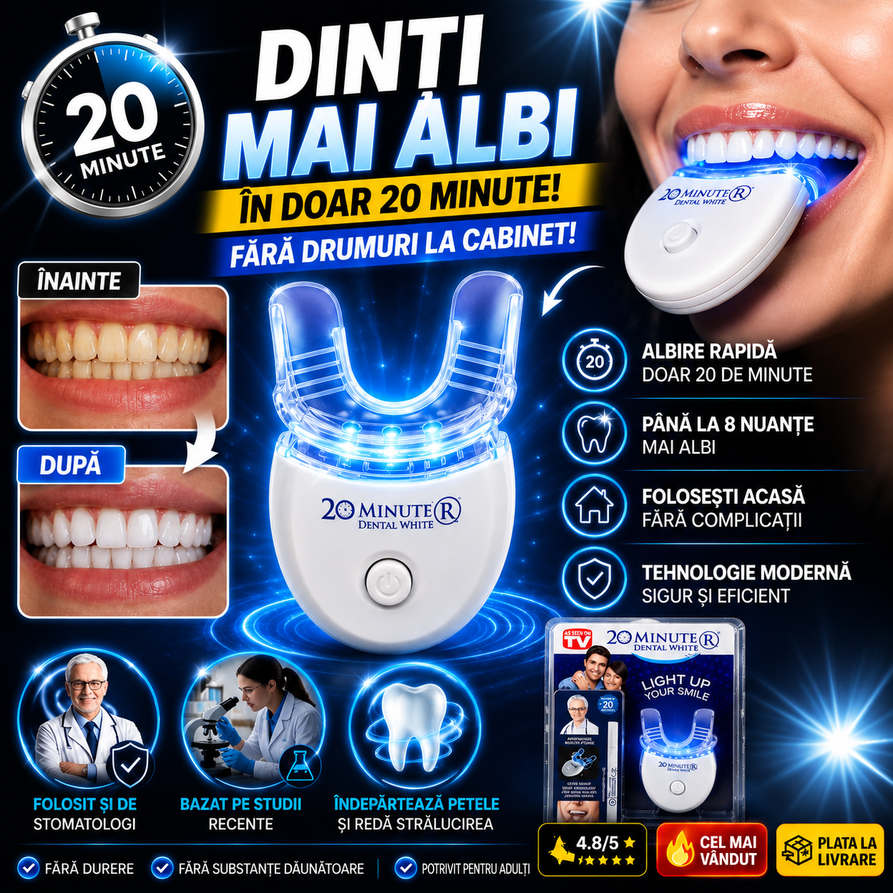 AlbireRapid™ – Dinți Mai Albi În Doar 20 De Minute