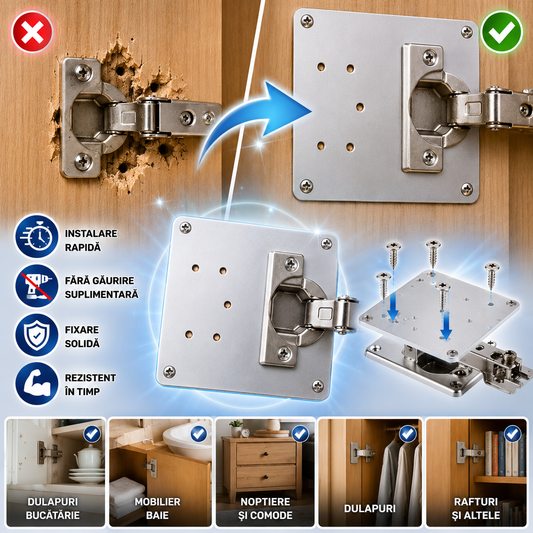 HingeFix™ – Kit Reparație Balamale (Set 4 Bucăți)