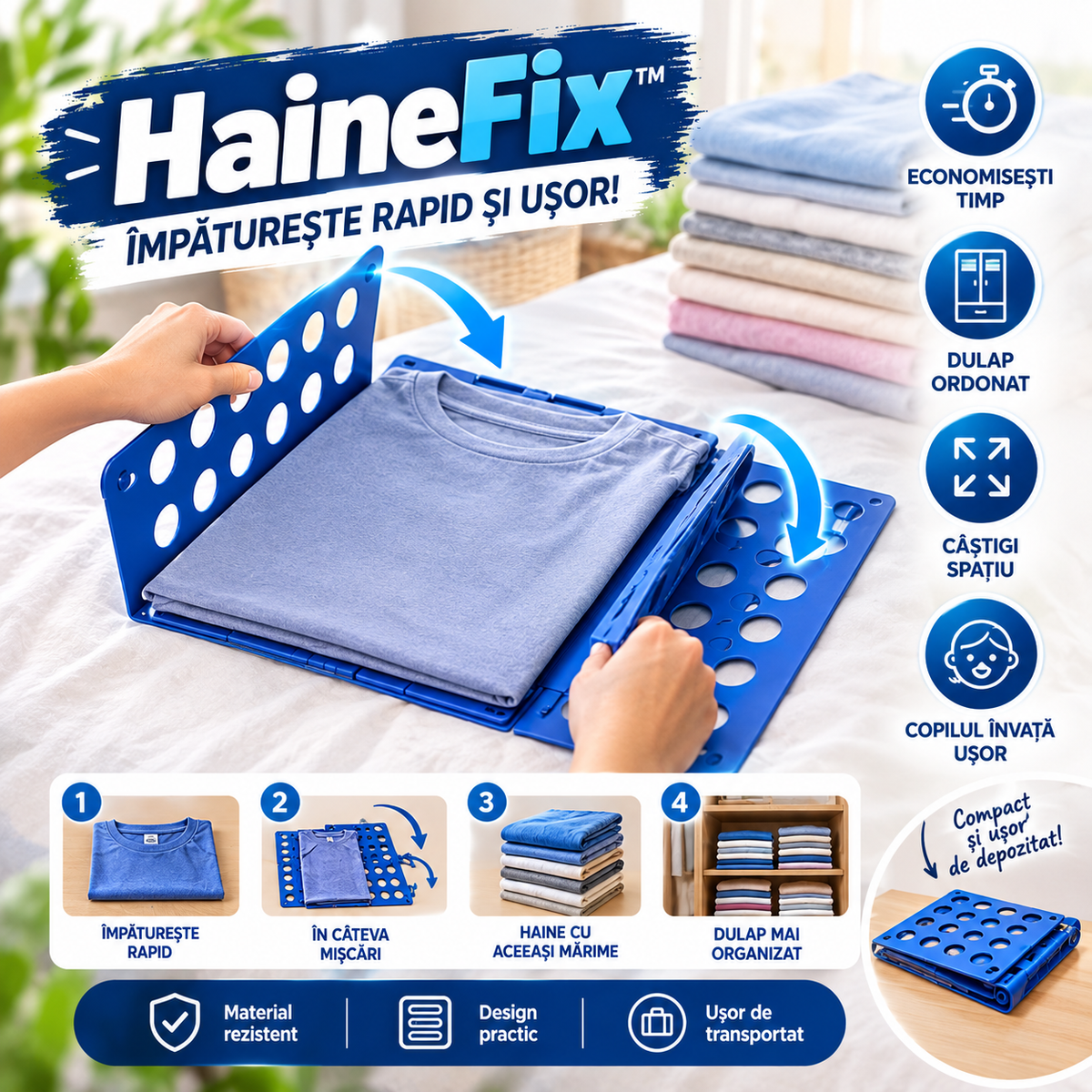HaineFix™ – Dispozitiv Pentru Împăturirea Rapidă A Hainelor