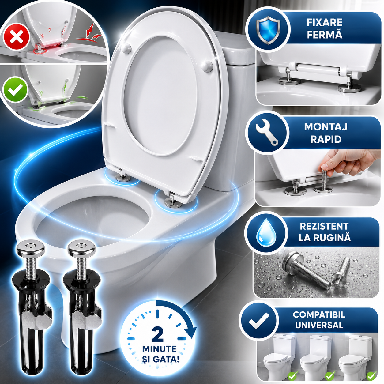 FixKit™ – Kit De Fixare Pentru Capacul De Toaletă