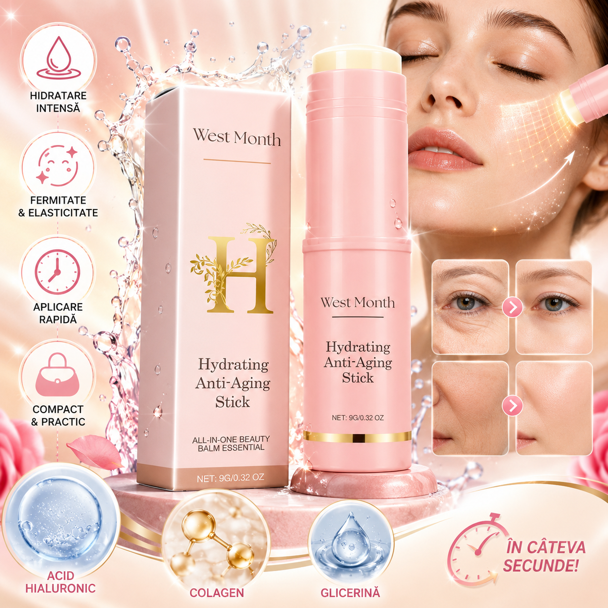 GlowLift™ – Stick Anti-Rid Cu Acid Hialuronic și Colagen