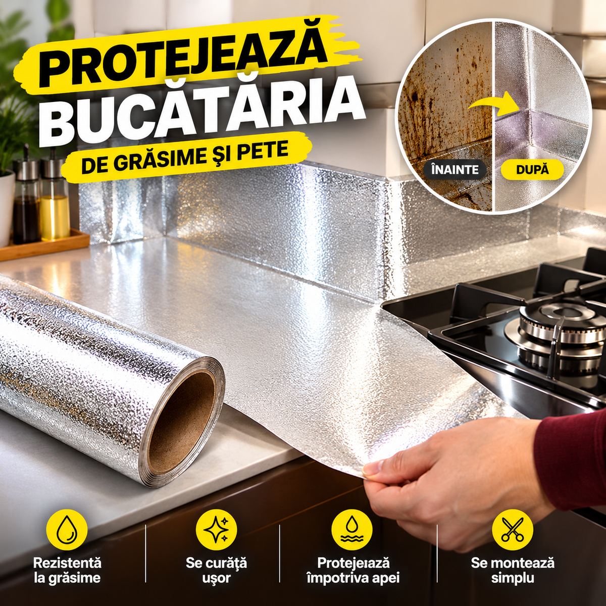 AluFix™ – Folie Autoadezivă Din Aluminiu Pentru Bucătărie